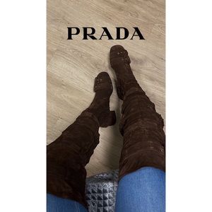 PRADA knee high leather boots